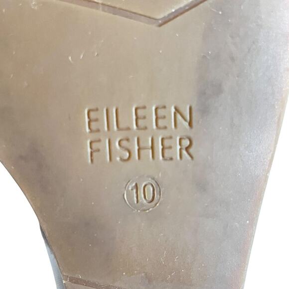 Eileen Fisher Shoes Womens Size 10 Taupe Wedge Sandals Platform Leather Elastic - Picture 8 of 12
